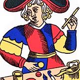 Lame I : Le Bateleur du Tarot de Marseille, dans la version du Cartier Grimaud.